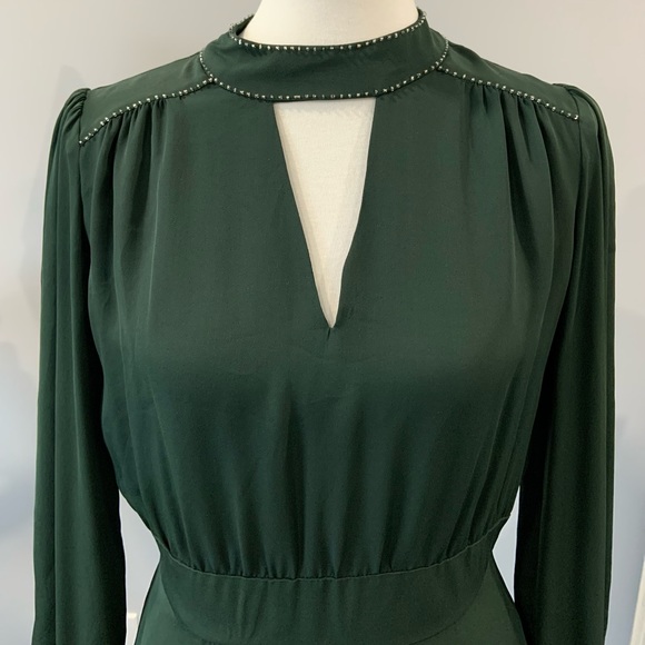 Parker NY Chrissy Beaded Silk Mini Dress In Alphine Forrest Green - Picture 8 of 13